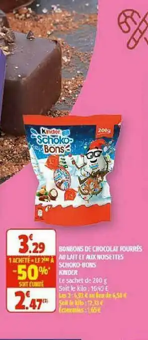 Coccinelle Supermarché Bonbons De Chocolat Fourrés Au Lait Et Aux Noisettes Schoko-bons Kinder offre