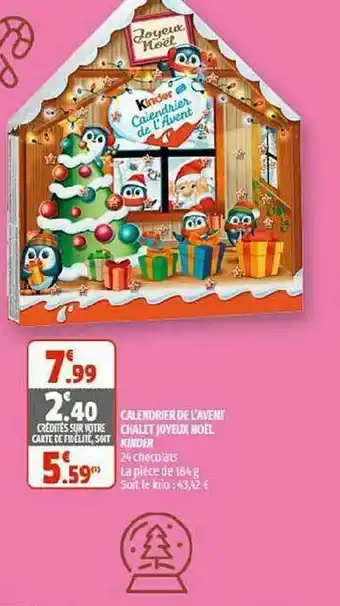 Coccinelle Supermarché Calendrier De L'avent Chalet Joyeux Noël Kinder offre