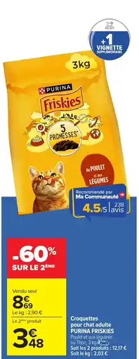 Carrefour PURINA FRISKIES Croquettes pour chat adulte offre