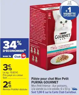 Carrefour PURINA GOURMET Pâtée pour chat Mon Petit offre