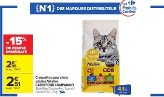 Carrefour CARREFOUR COMPANINO Croquettes pour chats adultes Vitalive offre