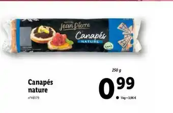 Lidl Canapés Nature offre