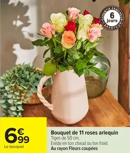 Carrefour Bouquet de 11 roses arlequin offre