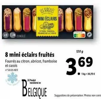 Lidl 8 Mini éclairs Fruités Les Surgelés offre