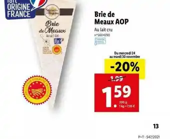 Lidl Brie De Meaux Aop Saveurs De Nos Régions offre
