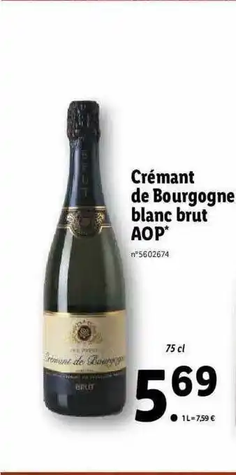 Lidl Crémant De Bourgogne Blanc Brut Aop offre