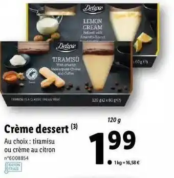 Lidl Crème Dessert Deluxe offre