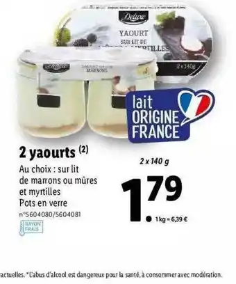 Lidl 2 Yaourts Deluxe offre