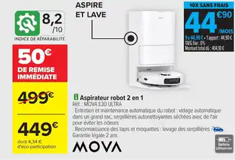 Carrefour MOVA Aspirateur robot 2 en 1 offre