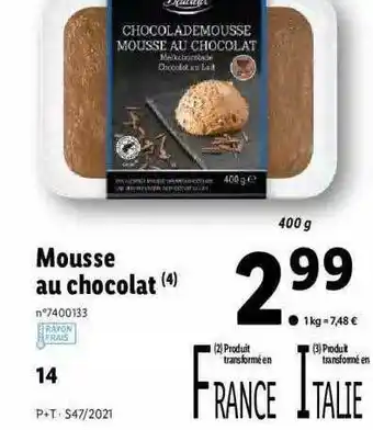 Lidl Mousse Au Chocolat Deluxe offre
