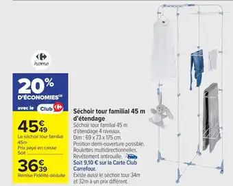 Carrefour Séchoir tour familial 45 m d'étendage offre