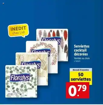 Lidl Serviettes Cocktail Décorées Floralys offre