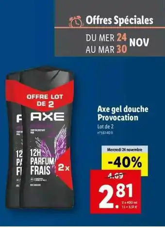 Lidl Axe Gel Douche Provocation offre