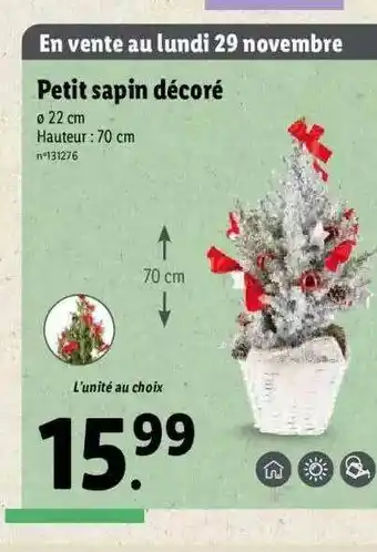 Lidl Petit Sapin Décoré offre