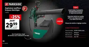 Lidl Aspirateur Souffleur Broyeur électrique Parkside offre