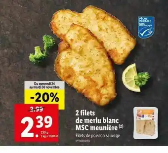 Lidl 2 Filets De Merlu Blanc Msc Meunière offre