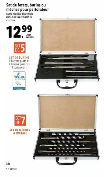 Lidl Set De Forets, Burins Ou Mèche Pour Perforateur offre