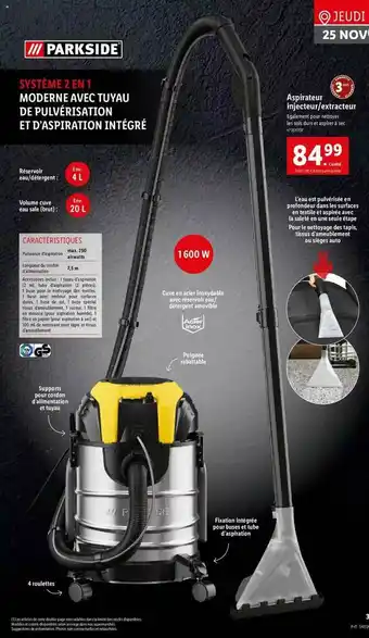 Lidl Aspirateur Injecteur-extracteur Parkside offre