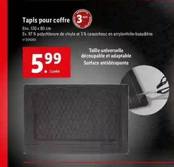 Lidl Tapis Pour Coffre offre