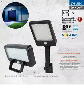 Lidl Projecteur Solaire à Led Avec Détecteur De Mouvements Livarno offre