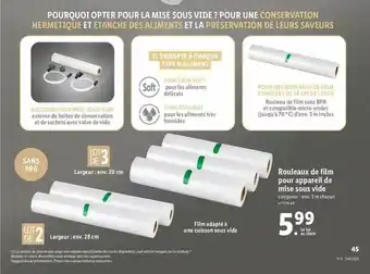 Lidl Rouleaux De Film Pour Appareil De Mise Sous Vide offre