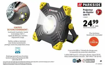 Projecteur De Chantier Sans Fil Parkside
