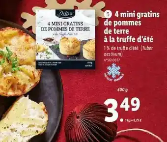 Lidl 4 Mini Gratins De Pommes De Terre à La Truffe D'été Deluxe offre