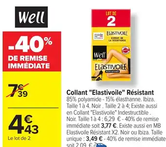 Carrefour WELL Collant "Elastivoile" Résistant offre