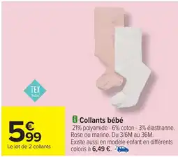 Carrefour TEX Collants bébé offre