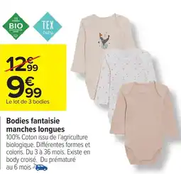 Carrefour Bodies fantaisie manches longues offre