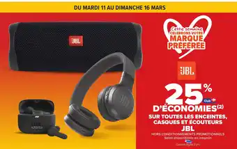 Carrefour JBL Sur toutes les enceintes, casques et écouteurs offre