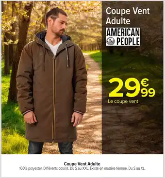 Carrefour Coupe Vent Adulte offre