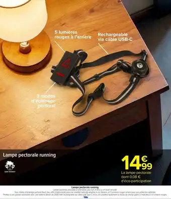 Carrefour Lampe pectorale running offre