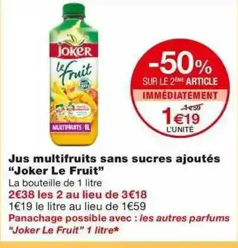 Monoprix Jus Multifruits Sans Sucres Ajoutés offre