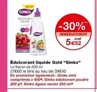 Monoprix édulcorant Liquide Gold offre