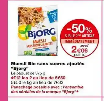 Monoprix Muesli Bio Sans Sucre Ajoutés offre