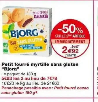 Monoprix Petit Fourré Myrtille Sans Gluten offre