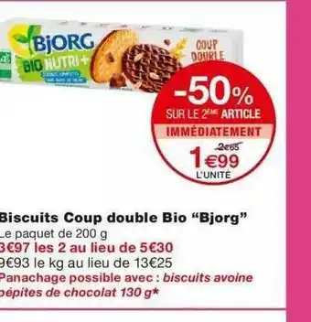 Monoprix Biscuits Coup Double Bio offre