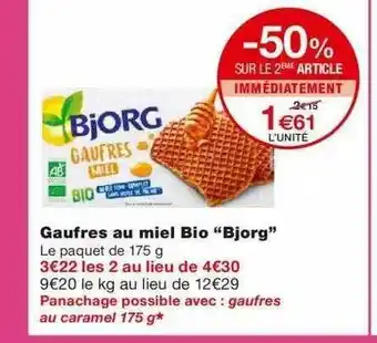 Monoprix Gaufres Au Miel Bio offre