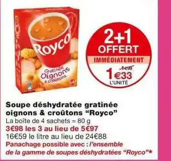 Monoprix Soupe Déshydratée Gratinée Oignons & Croûtons offre