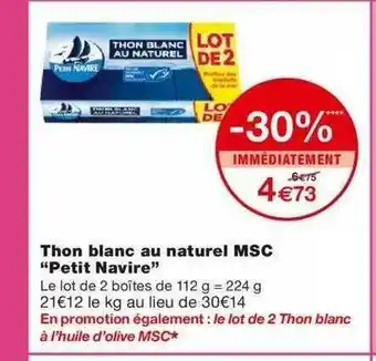 Monoprix Thon Blanc Au Naturel Msc offre