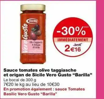 Monoprix Sauce Tomates Olive Taggiasche Et Origan De Sicile Vero Gusto offre