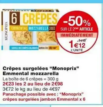 Monoprix Crêpes Surgelées offre
