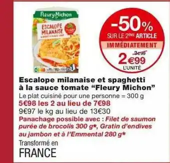 Monoprix Escalope Milanaise Et Spaghetti à La Sauce Tomate offre