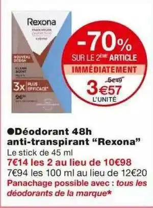 Monoprix Déodorant 48h Anti-transpirant offre