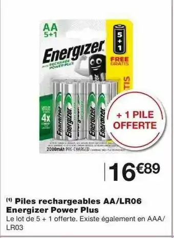 Monoprix Piles Rechargeables Aa-lr06 Energizer Power Plus offre