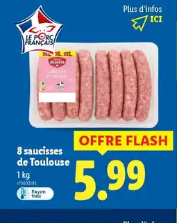 Lidl 8 saucisses de Toulouse offre