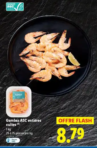 Lidl Gambas ASC entières cuites offre