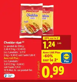 Lidl Cheddar râpé offre