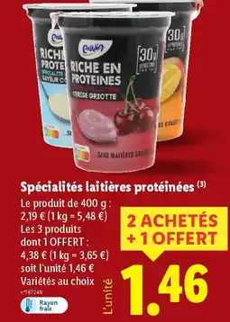 Lidl Spécialités laitières protéinées offre